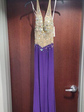 Partytime Formals/Rachel Allan P6078 Size 4 Purple Prom Dress